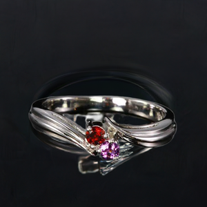 2 Birthstone Fluted Bypass Shank Mothers Ring