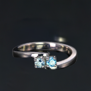 2 Stone Bypass Mothers Ring 3mm Birthstones