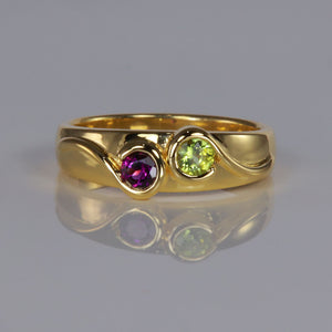 two stone bezel birthstone ring