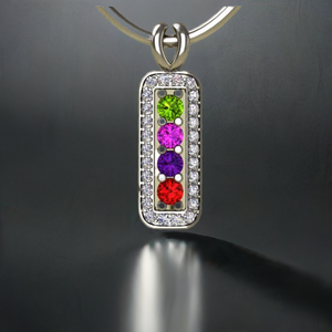 4 Birthstone Mothers Pendant with Diamonds Around by Christopher Michael