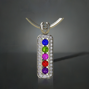 5 Birthstone Mothers Pendant with Diamonds Around by Christopher Michael