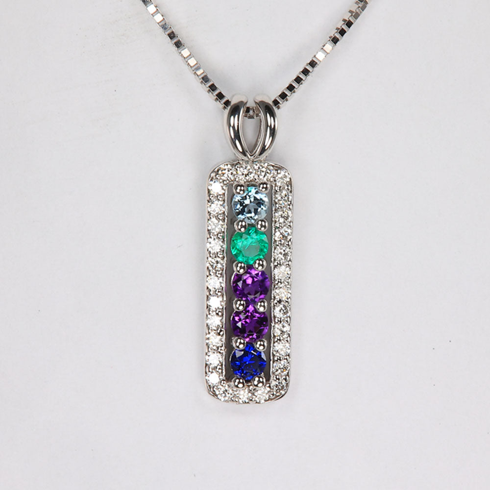 5 Birthstone Mothers Pendant with Diamonds Around by Christopher Michael MothersFamilyRings