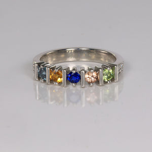 five stone and diamond band mothers ring