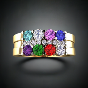 8 Birthstone Mothers Ring with Diamonds Christopher Michael Design