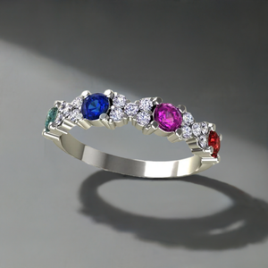 4 Birthstone Mothers Ring With .21 carats of Fine Diamonds by Christopher Michael