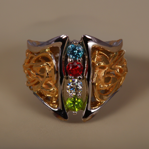 Art Nouveau Inspired 4 Birthstone Mothers Ring Christopher Michael Design