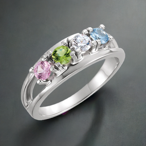 Four Birthstone Split Shank Mothers Ring