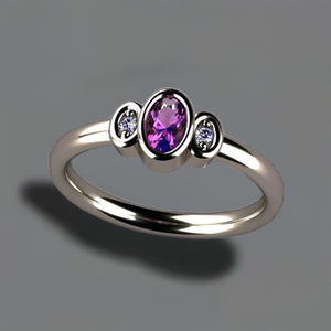 Bezeled One Stone Oval Mothers Ring With Diamond Designed by Christopher Michael