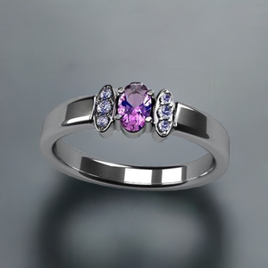 Christopher Michael Designed One Stone Oval Mothers Ring with Diamond