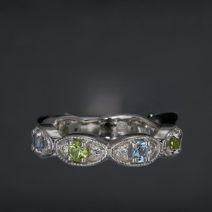 Classy 4 Birthstone Mothers Ring by Christopher Michael with Fine Cut Diamonds