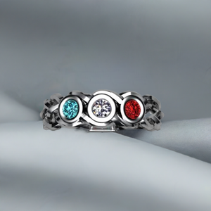 Custom Designed by Christopher Michael Mothers Ring With Three Bezeled 3mm Birthstones