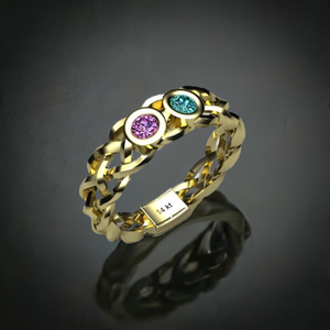 Custom Designed by Christopher Michael  Mothers Ring With Two Bezeled 3mm Birthstones