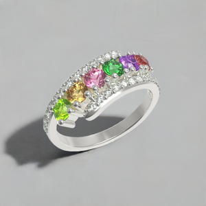 Diamond 6 Stone Bypass Mother's Ring Designed by Steve Moriarty