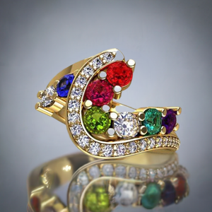 Eight Birthstone Custom Mothers Ring With fine Cut Diamonds by Christopher Michael