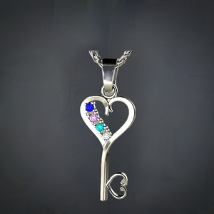 Four Birthstone Key To Hearts Mothers Pendant Christopher Michael Design