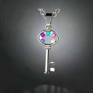 Key To My Heart Mother's Pendant with Five Birthstones