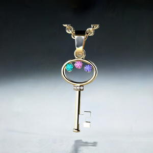 Key To My Heart Mother's Pendant with Three Birthstones