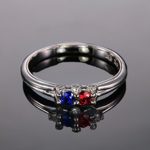 Larger 3.5 mm Two Birthstones Mothers Ring by Christopher Michael With Diamond Accent