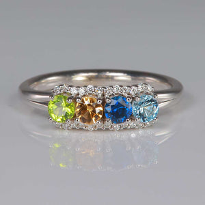 four birthstone and diamond ring