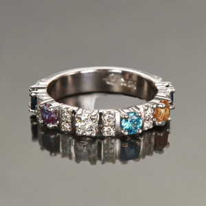 Our Most Popular Mothers ring with Six Larger 3.5 mm Gems by Christopher Michael