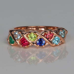 Eight Birthstone Weave Mothers Ring