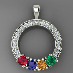 Circle of Love Pendant with 4 Birthstones