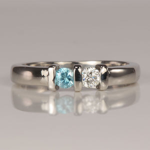 two round birthstones in white gold mother's ring