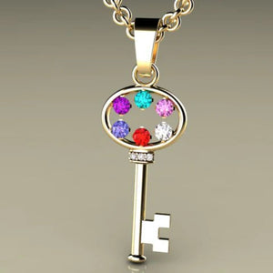 Key To My Heart Mother's Pendant with Six Birthstones