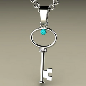 Key To My Heart Mother's Pendant with One Birthstones