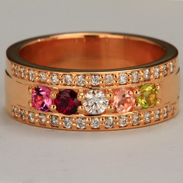 5 Stone Mothers Rings - Gold & Platinum - MothersFamilyRings.com