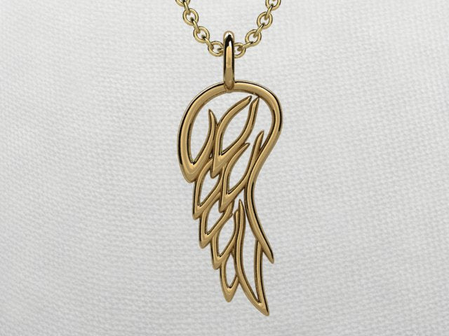 14K Yellow Gold Angel Wings Necklace