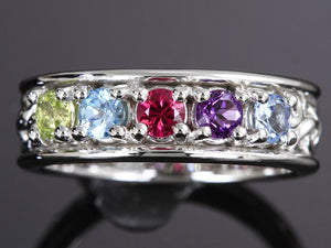 Celtic Knot Style Mothers Ring With 3mm Natural Birthstones ...