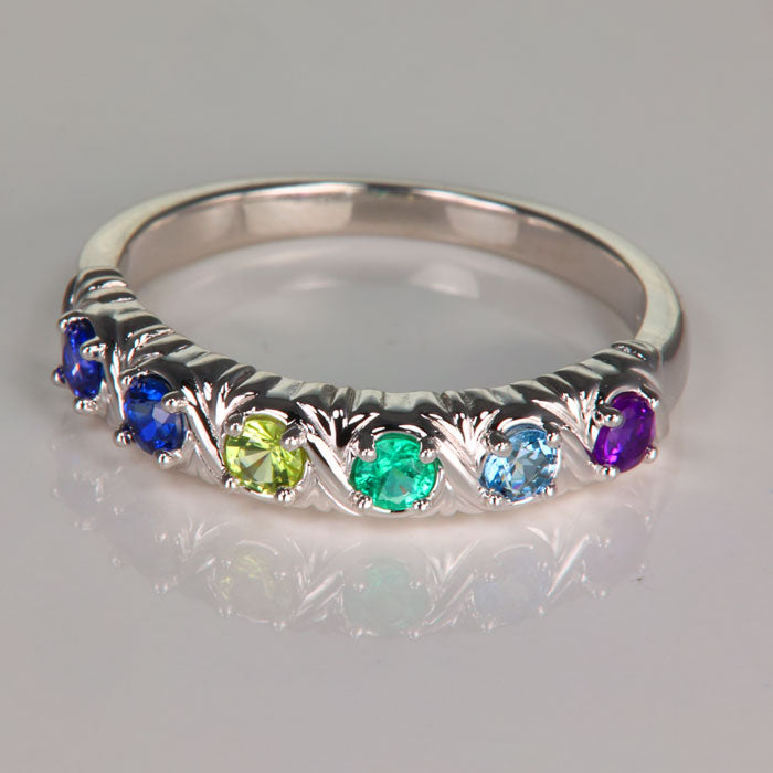 PMUYBHF Mother's Day Multilayer Green Gemstone Diamond Ring
