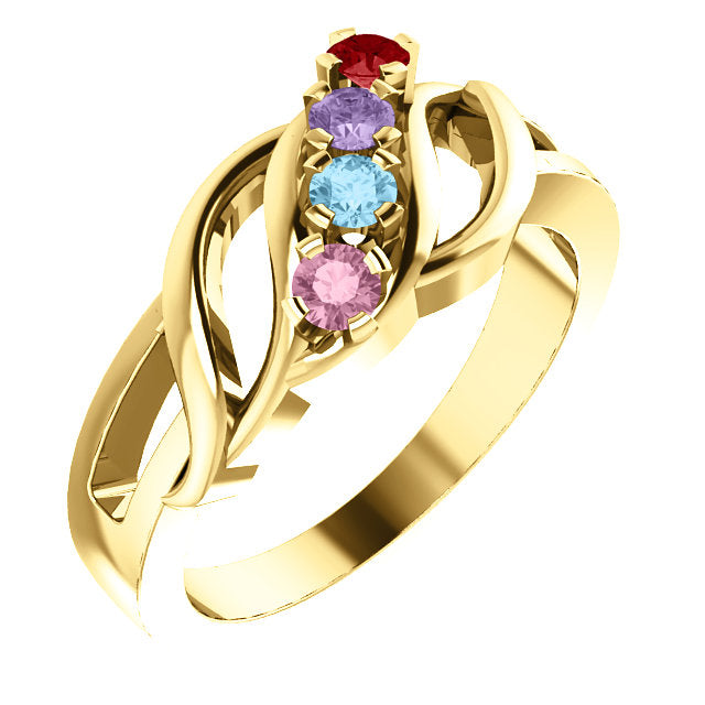 4 stone mothers store ring yellow gold