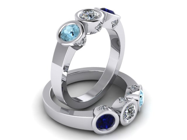 Christopher Michael Design with 3 Bezel Set Gemstones and Diamonds ...