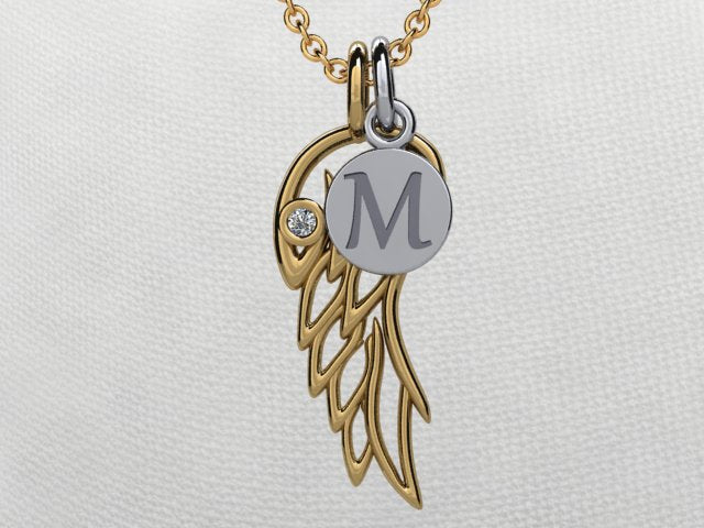 9ct Gold Angel Wing Pendant – Diamonds Jewellers
